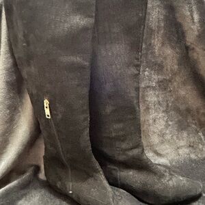 Black Knee-High Boots with Gold Zipper